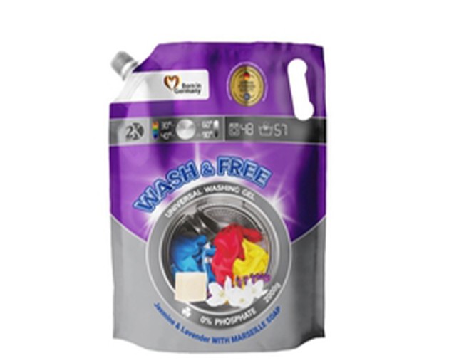 WASH & FREE უნივერსალური სარეცხი გელი ჟასმინი და ლავანდა 2ლ ((DOYPACK)